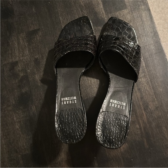 Stuart Weitzman slides croc black/brown size 7.5N - Picture 5 of 9
